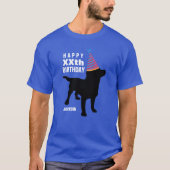 Funny Black Lab Dog Custom Age and Name Birthday T-shirt (Voorkant)