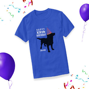 Funny Black Lab Dog Custom Age and Name Birthday T-shirt
