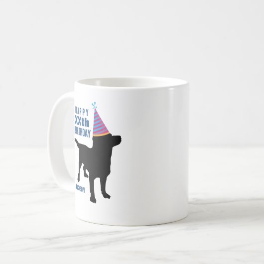 Funny Black Lab Dog Custom Birthday Koffiemok (Voorkant links)