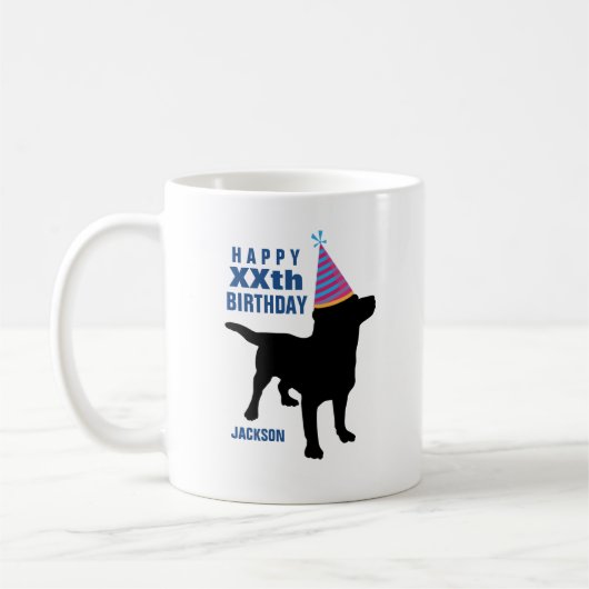 Funny Black Lab Dog Custom Birthday Koffiemok (Links)