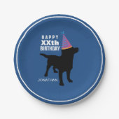 Funny Black Lab Dog Custom Birthday Papieren Bordje (Voorkant)