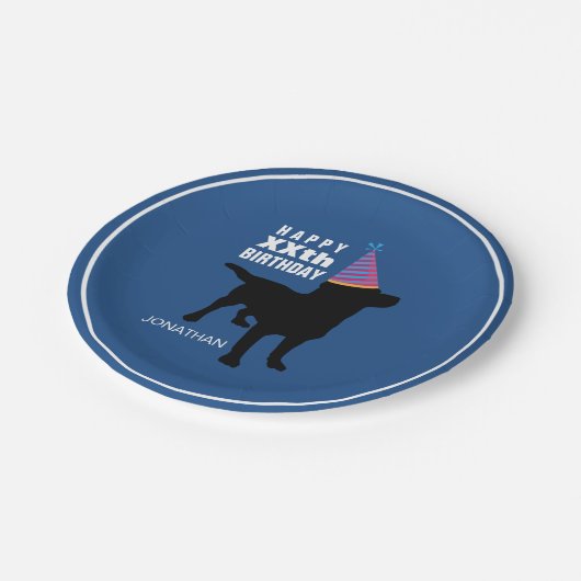 Funny Black Lab Dog Custom Birthday Papieren Bordje (Gekanteld)