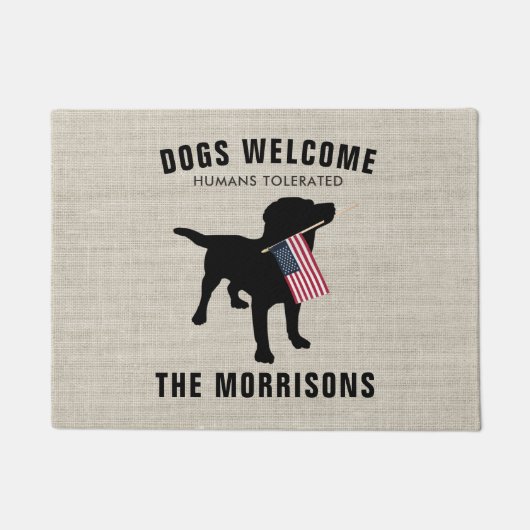 Funny Black Lab Dog Family Name Welcome Mat (Voorkant)