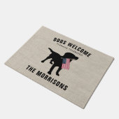 Funny Black Lab Dog Family Name Welcome Mat (Schuin)