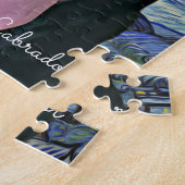 Funny Black Lab Dog Foto en naam gepersonaliseerd Legpuzzel (Zijkant)