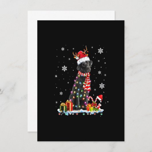 Funny Black Lab Dog T-shirt Reindeer Christm Kaart (Voorkant / Achterkant)