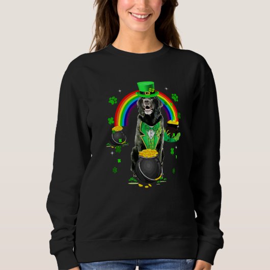 Funny Black Lab Leprechaun Shamrock St Patrick's D Trui (Voorkant)