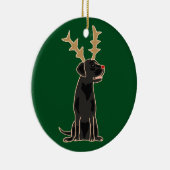 Funny Black Lab met Reindeer Antlers Kerstmis Keramisch Ornament (Rechts)