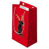 Funny Black Lab met Reindeer Antlers Kerstmis Klein Cadeauzakje (Voorkant Gekanteld)