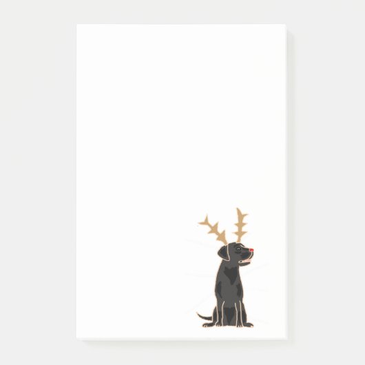 Funny Black Lab met Reindeer Antlers Kerstmis Post-it® Notes (Voorkant)