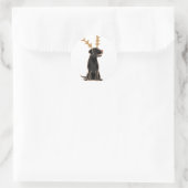 Funny Black Lab met Reindeer Antlers Kerstmis Ronde Sticker (Tas)