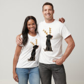 Funny Black Lab met Reindeer Antlers Kerstmis T-shirt (Unisex)
