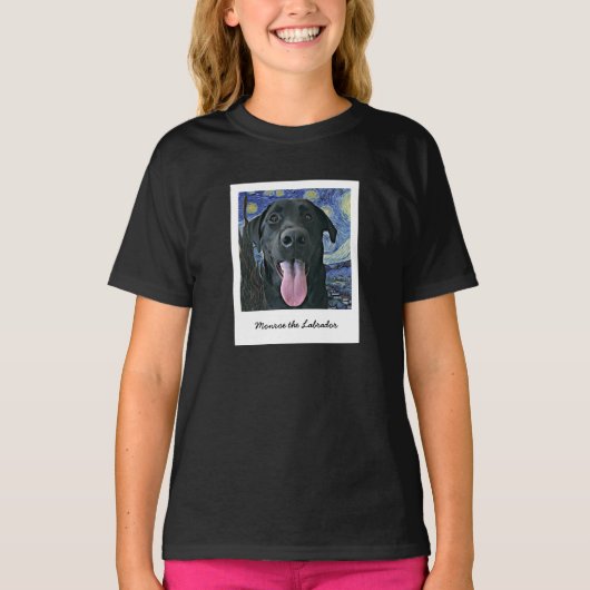 Funny Black Lab Pet Persoonlijke foto en tekst T-shirt (Voorkant)