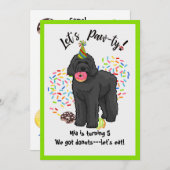 Funny Black Labradoodle Birthday Party Invitation Kaart (Voorkant / Achterkant)