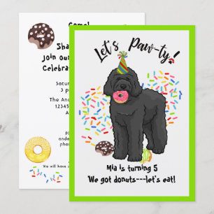 Funny Black Labradoodle Birthday Party Invitation Kaart