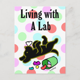 Funny Black Labrador Cartoon Illustratie Briefkaart