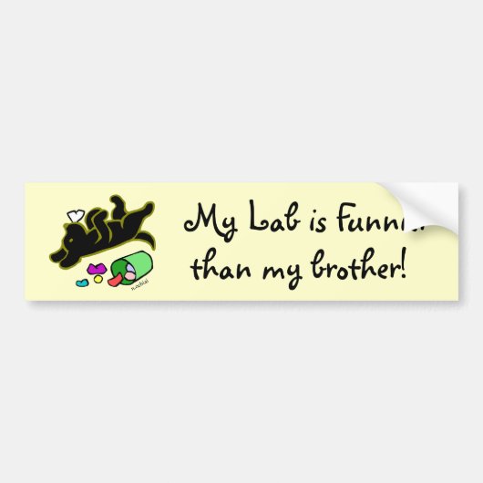 Funny Black Labrador Cartoon Illustratie Bumpersticker (Voorkant)