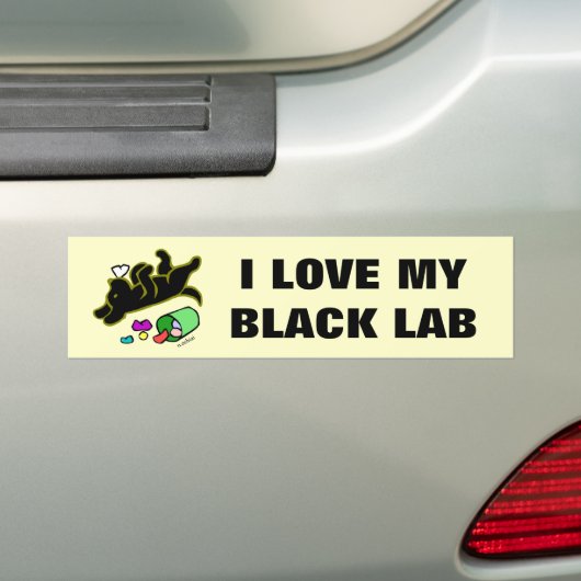 Funny Black Labrador Cartoon Illustratie Bumpersticker (Op auto)