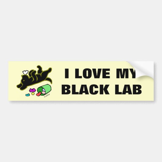 Funny Black Labrador Cartoon Illustratie Bumpersticker (Voorkant)