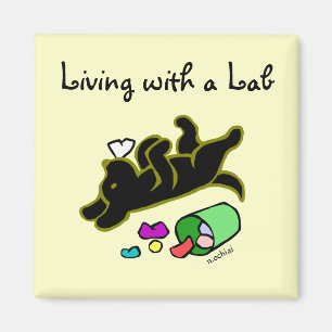 Funny Black Labrador Cartoon Illustratie Magneet