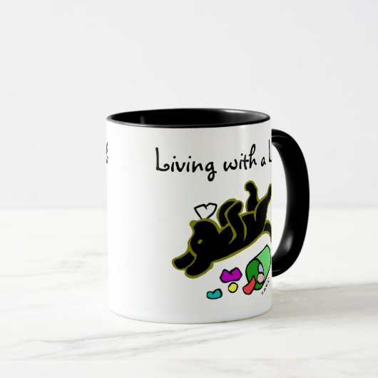 Funny Black Labrador Cartoon Illustratie Mok (Voorkant rechts)