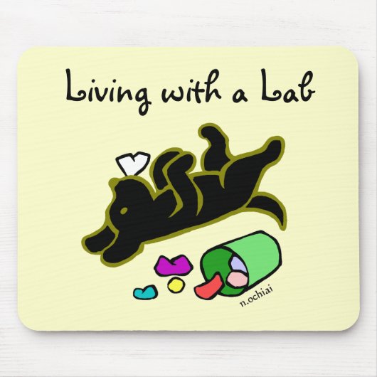 Funny Black Labrador Cartoon Illustratie Muismat (Voorkant)