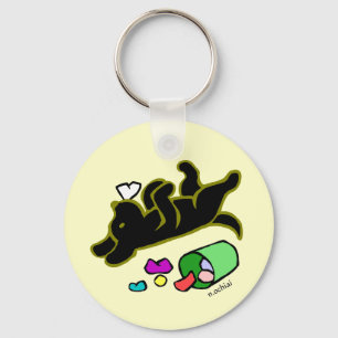 Funny Black Labrador Cartoon Illustratie Sleutelhanger