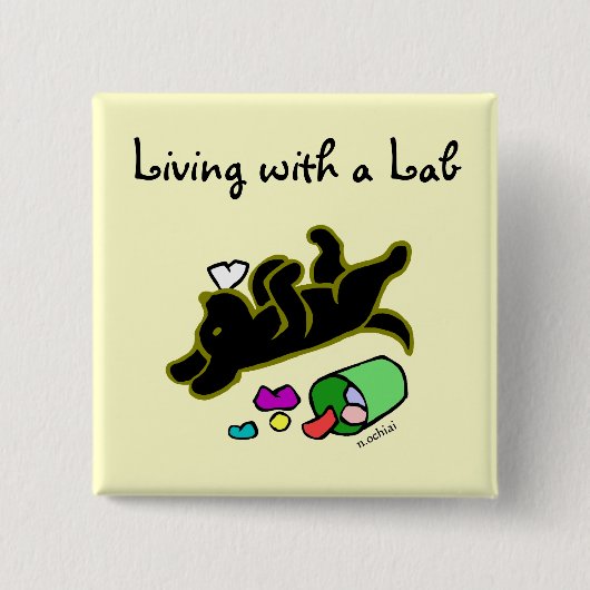 Funny Black Labrador Cartoon Illustratie Vierkante Button 5,1 Cm (Voorkant)