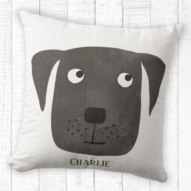 Funny Black Labrador Retriever Dog Aangepaste naam Kussen (Black Labrador Retriever Dog fun personalized name throw pillow)