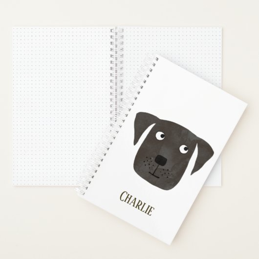 Funny Black Labrador Retriever Dog Aangepaste naam Notitieboek (Binnen)