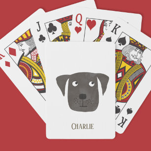 Funny Black Labrador Retriever Dog Aangepaste naam Pokerkaarten