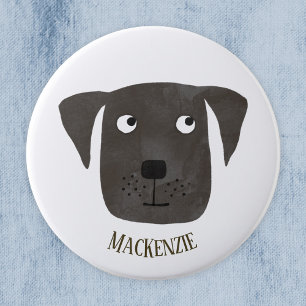 Funny Black Labrador Retriever Dog Aangepaste naam Ronde Button 3,2 Cm