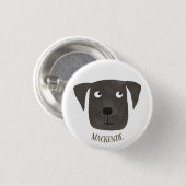 Funny Black Labrador Retriever Dog Aangepaste naam Ronde Button 3,2 Cm (Voorkant /achterkant)