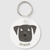 Funny Black Labrador Retriever Dog Aangepaste naam Sleutelhanger (Voorkant)