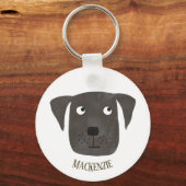 Funny Black Labrador Retriever Dog Aangepaste naam Sleutelhanger (Voorkant)