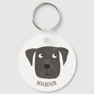 Funny Black Labrador Retriever Dog Custom Name Sleutelhanger