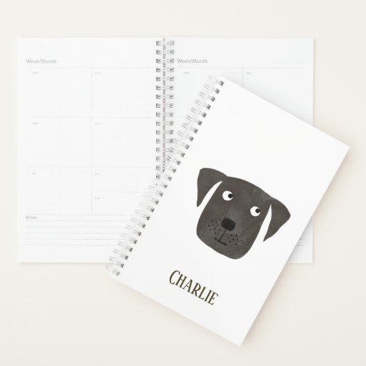 Funny Black Labrador Retriever Dog gepersonaliseer Planner (Display)