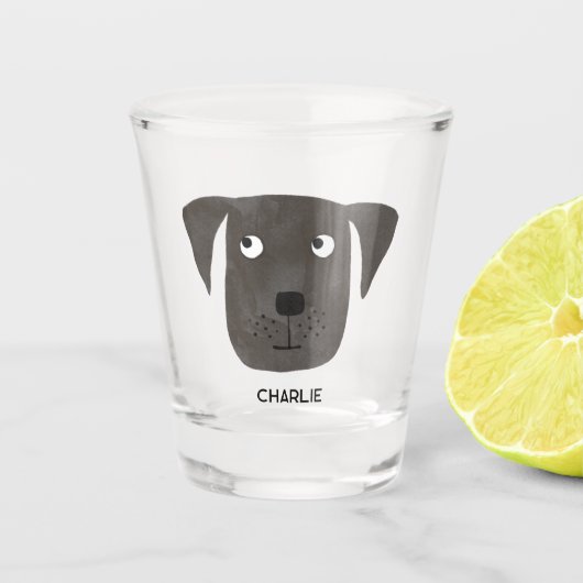 Funny Black Labrador Retriever Dog gepersonaliseer Shot Glas (Voorkant)