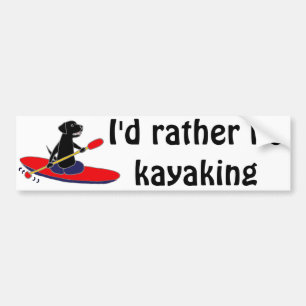 Funny Black Labrador Retriever Dog Kayaking Bumpersticker