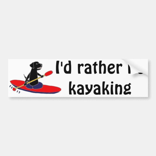 Funny Black Labrador Retriever Dog Kayaking Bumpersticker (Voorkant)