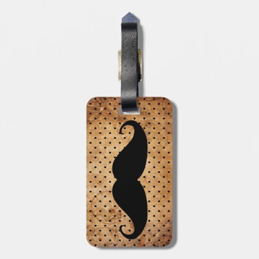 Funny Black Mustache Bagagelabel (Achterkant verticaal)