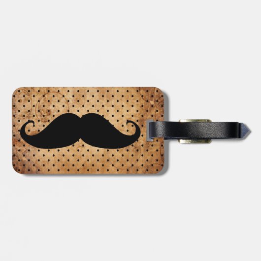 Funny Black Mustache Bagagelabel (Achterkant horizontaal)