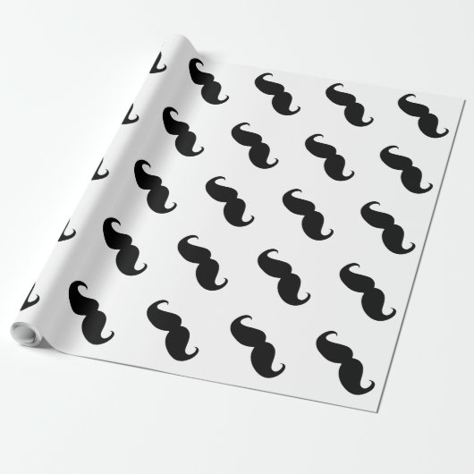 Funny Black Mustache Cadeaupapier (Uitgerold)
