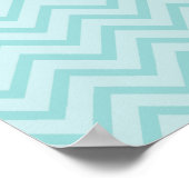 Funny Black Mustache en Blue Chevron Pattern Poster (Hoek)