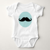 Funny Black Mustache en Blue Chevron Pattern Romper (Voorkant)