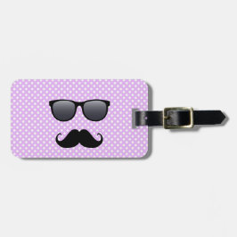 Funny Black Mustache en bril Bagagelabel