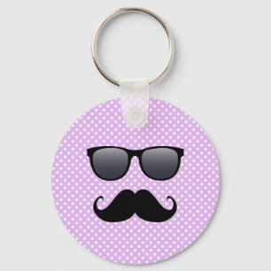 Funny Black Mustache en bril Sleutelhanger