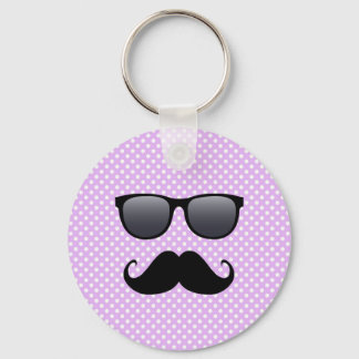 Funny Black Mustache en bril Sleutelhanger