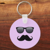Funny Black Mustache en bril Sleutelhanger (Voorkant)