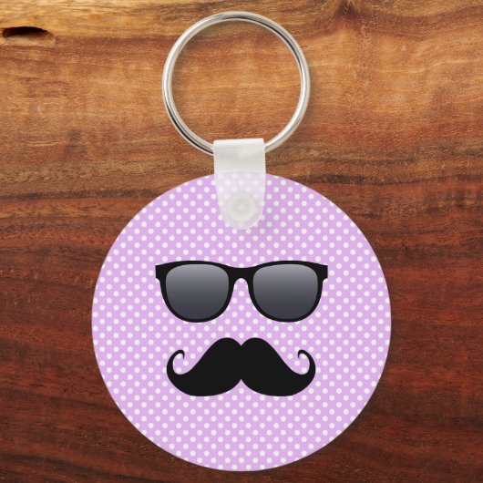 Funny Black Mustache en bril Sleutelhanger (Voorkant)
